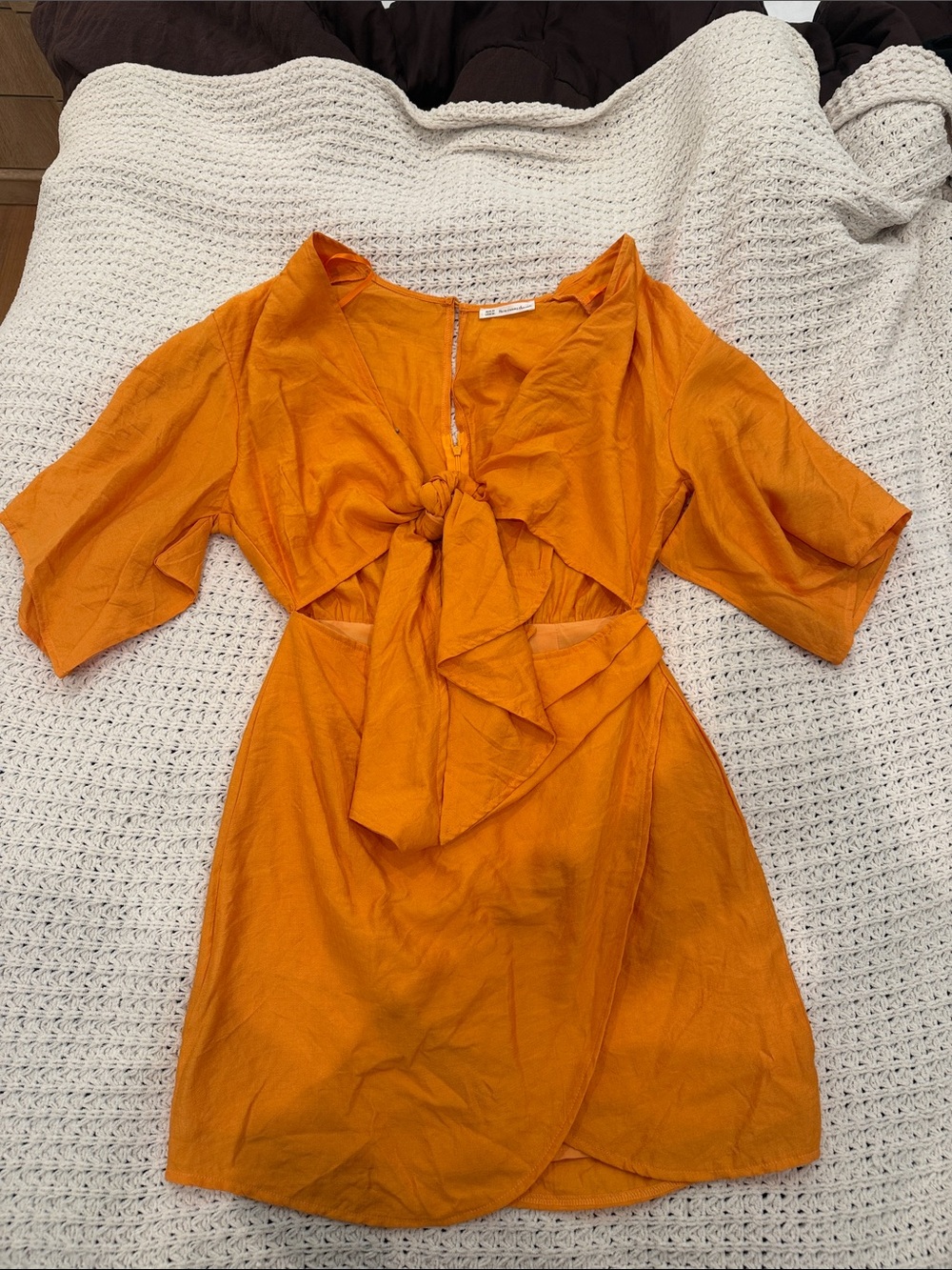 Hello Molly Orange Tie-Front Mini Dress
